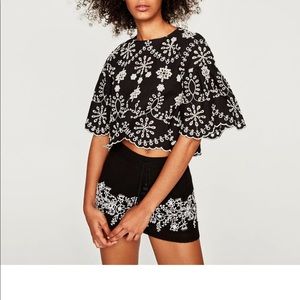 Zara  top with floral embroidery